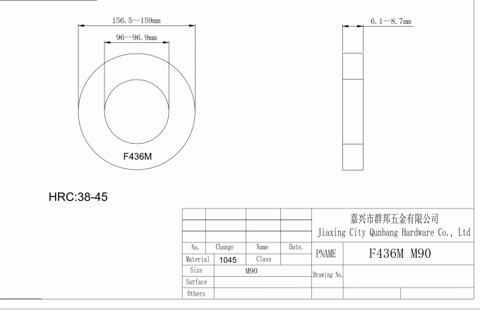 NOIR du ZINC métrique HDG des joints en acier trempé M90 M64 d'ASTM F436M-11 0