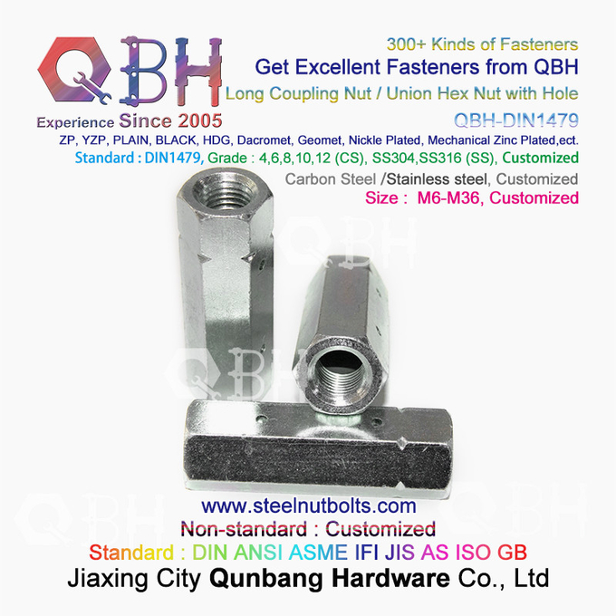 Lanternes d'hexagone d'écrou de sortilège de trou d'acier inoxydable de QBH DIN 1479 SS304 SS316 M6-M36 longues 0