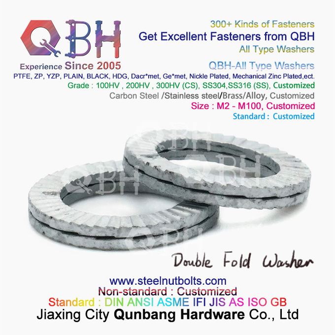 Chandelle de ressort de QBH DIN127 F959 DIN434 DIN436 NFE25-511 fondant les rondelles de freinage dentelées de double de pli serrure d'individu 0