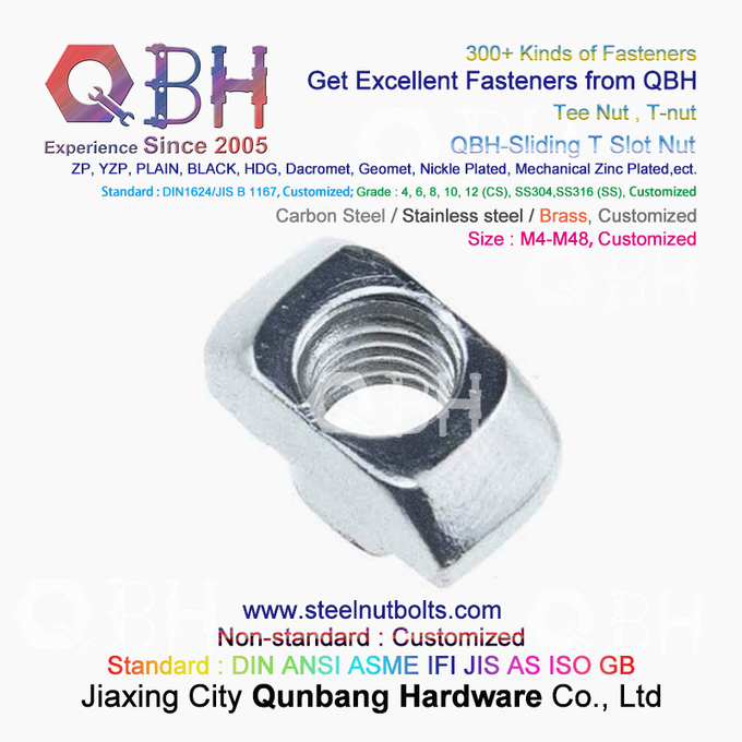 La vue en aluminium industrielle de 4040 séries de QBH structure le type écrou de marteau de T de T-fente glissant des T-écrous 0